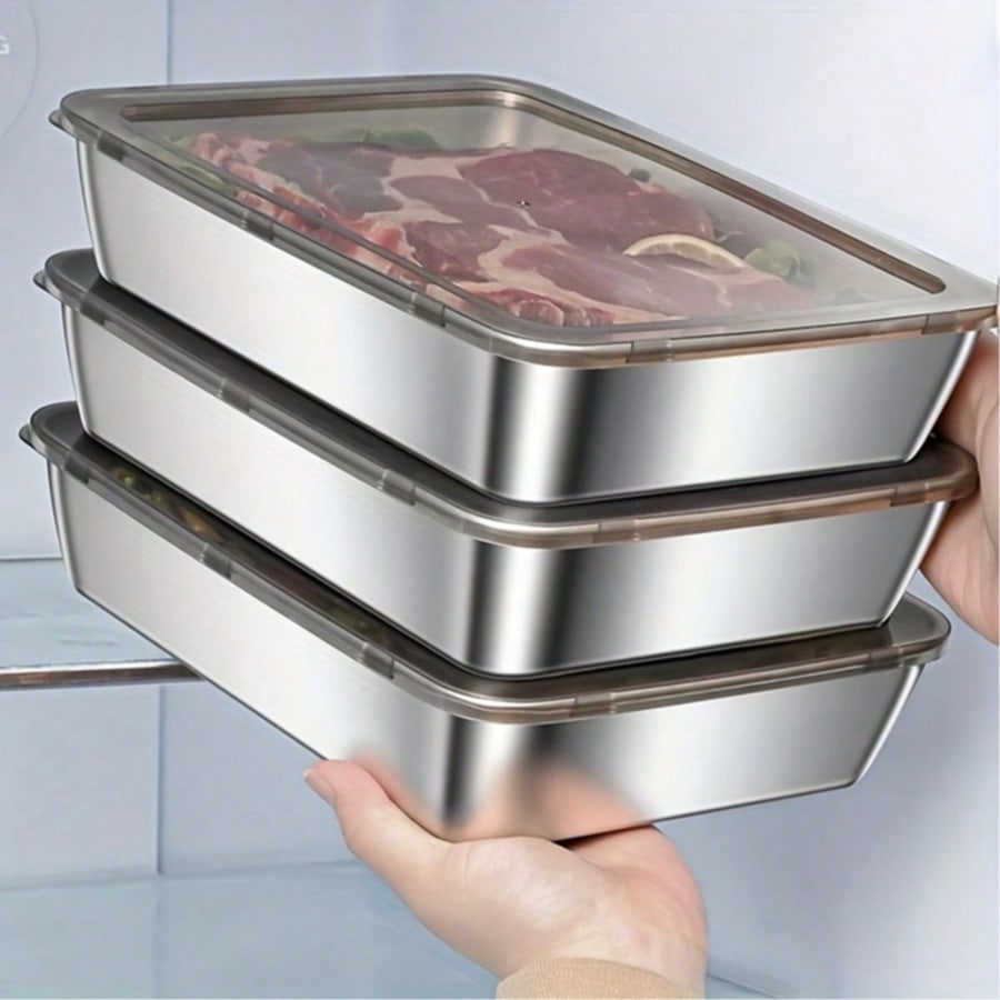Meal Prep Food - 6개(3박스+3뚜껑) 스테인리스 스틸 식품 보관 용기