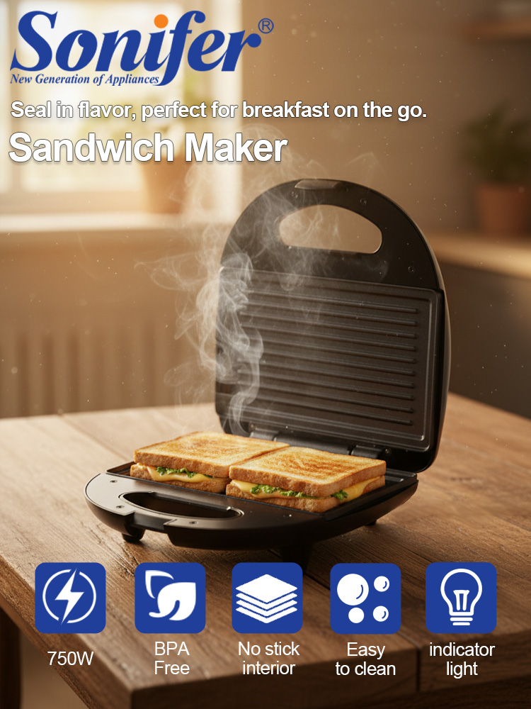 Breakfast Sandwich Press - 샌드위치 메이커 Sonifer SF-6173 750W 논스틱