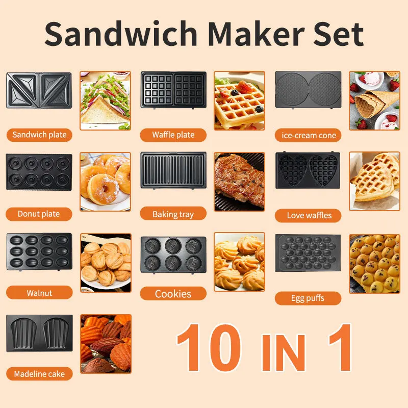 Breakfast Sandwich Press - 220/110V 가전제품 10 in 1 샌드위치