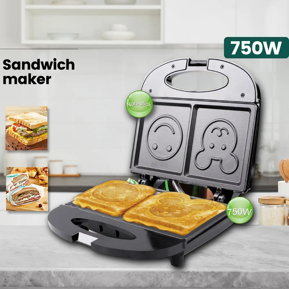 Breakfast Sandwich Press - 110V-220V 가전제품 스마일 샌드위치 기계 미니